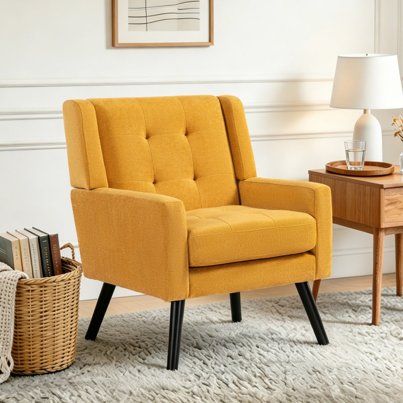 Fauteuil d'appoint Bolanle, Lin jaune