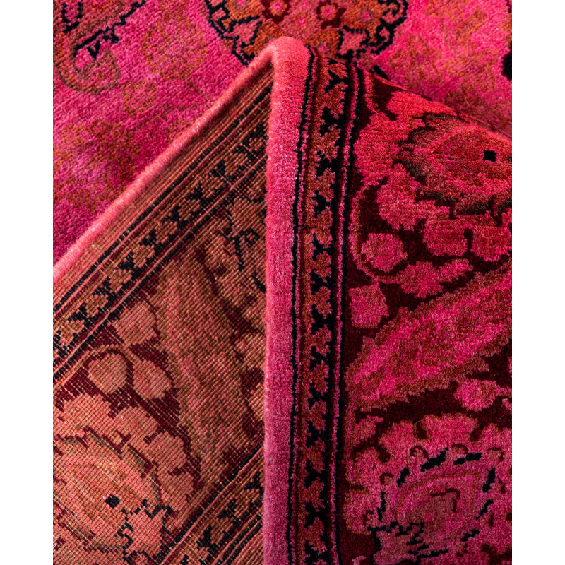 Overdyed Hand-Knotted Wool Modern-Contemporary Pink Runner 2' 6" x 6' 3"