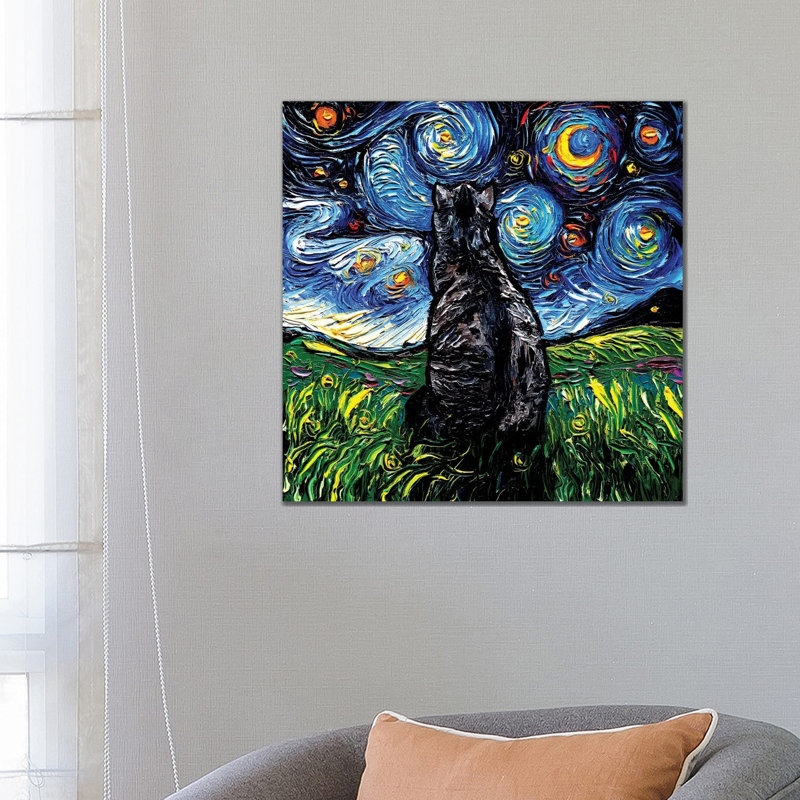 "Gray Tiby Night" par aja Trèves, reproduction d’art, Toile tendue, Pas de tapis, H 26 po x l 26 po x P 1,5 po