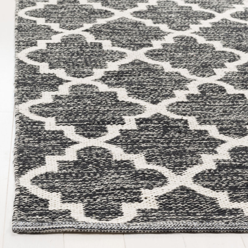 Tapis géométrique en coton tissé à la main Lockbourne, Rectangle 2 pi 3 po x 3 pi 9 po
