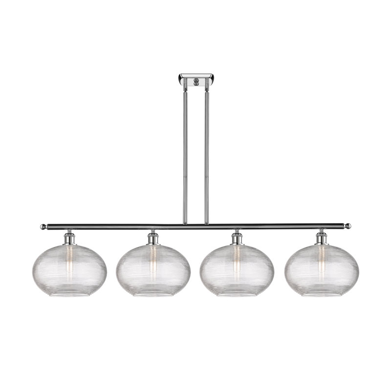 Luminaire suspendu pour îlot de cuisine 4 lumières Larrick, Chrome poli