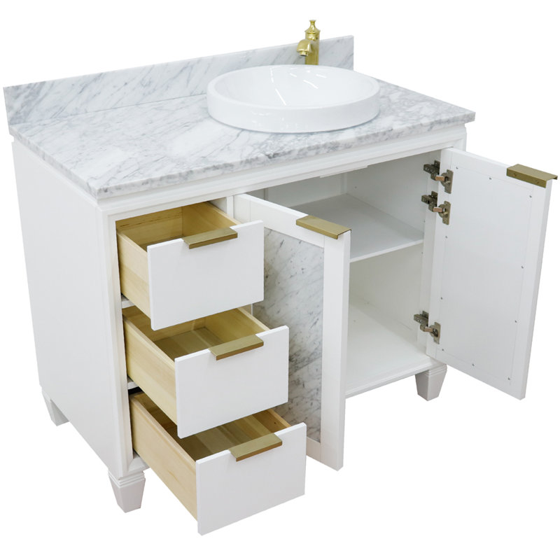 Ensemble de meuble-lavabo simple 43 po avec miroir Schreck, Blanc