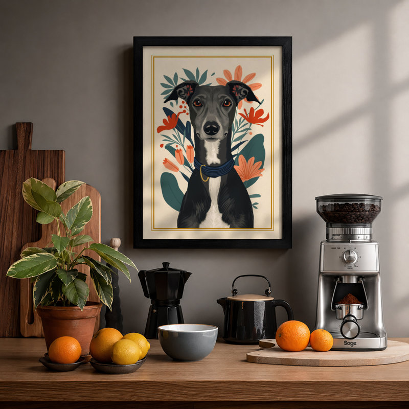 Dapper Dog Portrait Boho - Framed Print, Black, A3 - 42.0 x 29.7 cm