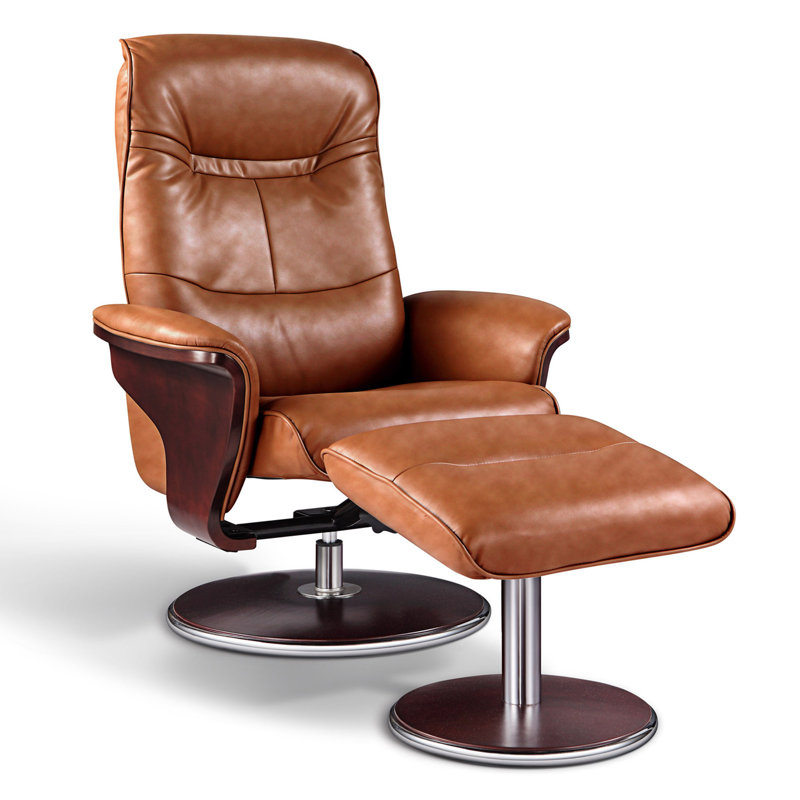 Milano Faux Leather Swivel Recliner, Brown