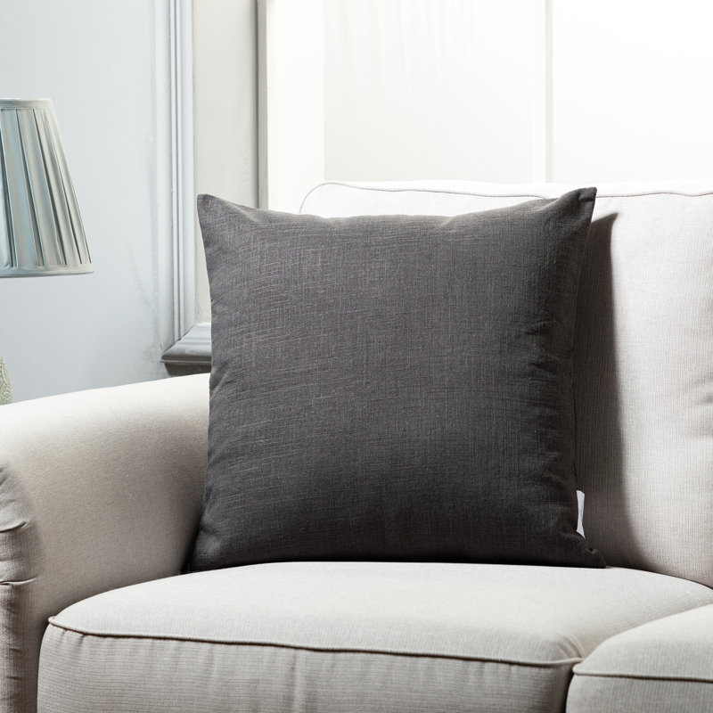 Linen Throw Pillow, Polyester, Gray