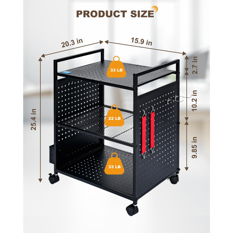64.5cm H x 40cm W Printer Stand, Black