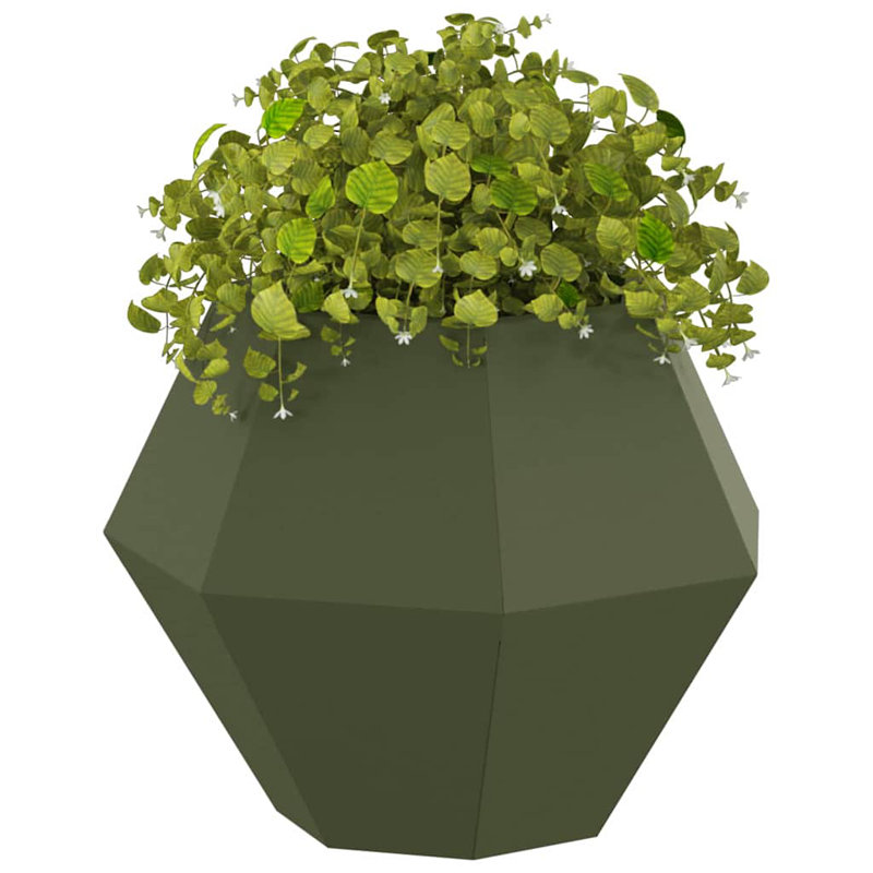  Planter Steel, Olive Green, 40cm H x 50cm W x 50cm D