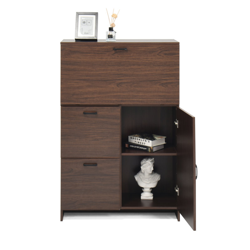Armoire de bureau avec compartiment à 2 tablettes - Dortoir en noyer pour bureau à domicile