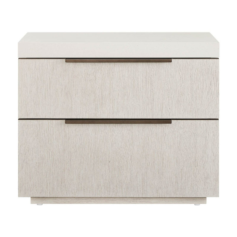 Quartz 34" Wide Mist Oak Nightstand with White Quartz Top and Electrical Outlets