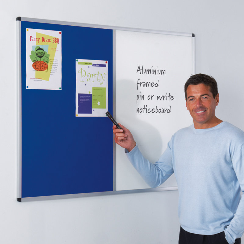 Wall Mounted Combination Board, 120 cm H x 180 cm W, Blue