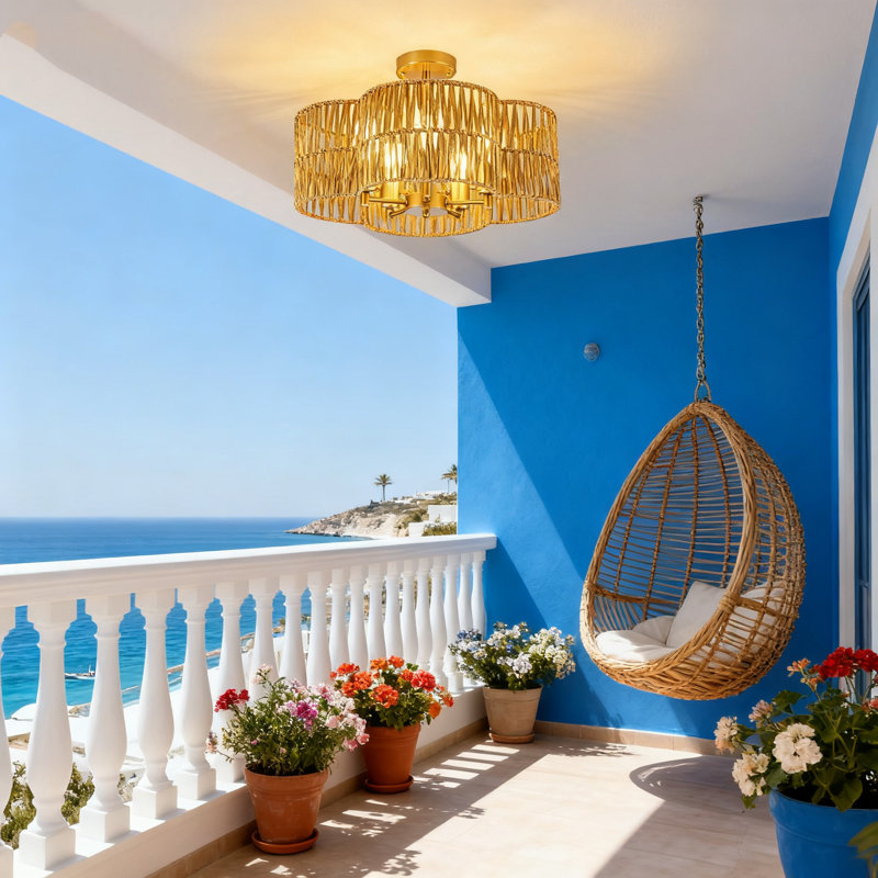 Plafonnier semi-encastré 5 lumières Boho