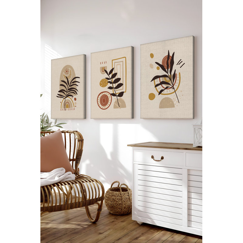 Superbe ensemble de peinture sur toile décorative (3 pièces), 11,8 x 15,7 pouces chacune | 100% toile, épaisseur: 1,2 po | Parfait pour le salon, la chambre à coucher ou le bureau, les couleurs vives et le design élégant