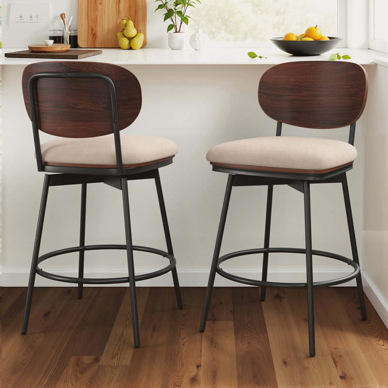 Modern Swivel Counter Stools, Khaki
