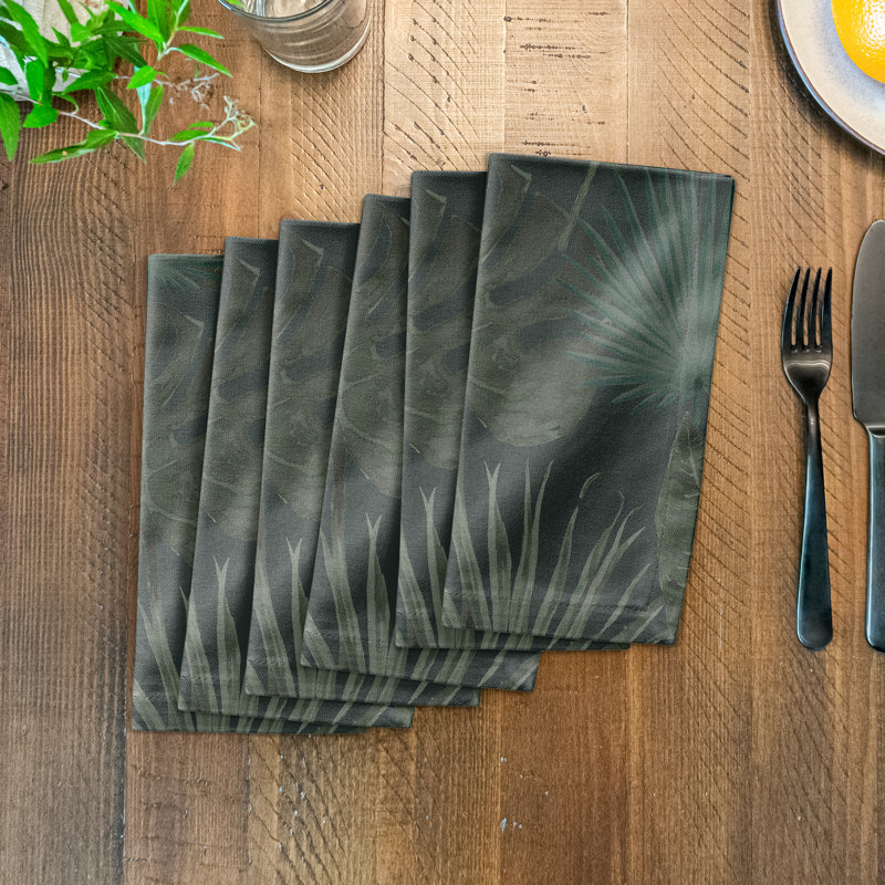 Mousseau Cotton Floral Square Napkin, Gray