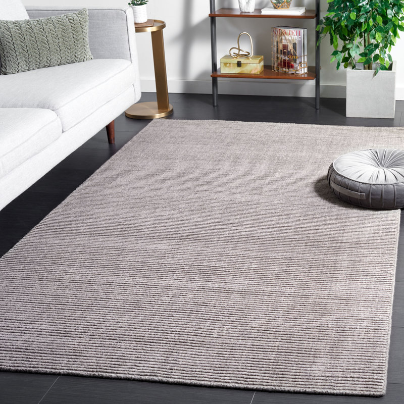 Antiochos Hand Loomed Wool/Cotton Striped Rug in Dark Gray, Rectangle 5' x 8'