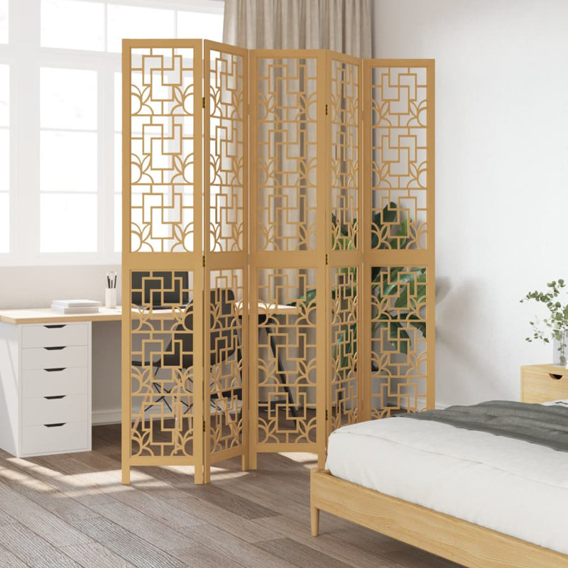 Charnique 180cm W 5 - Panel Solid Wood Folding Room Divider, 220cm H x 180cm W