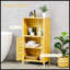 Armoire de plancher en bambou, armoire de salle de bain, tour de rangement avec plusieurs tablettes et portes