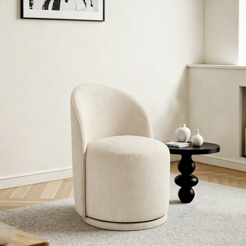 Fauteuil d'appoint pivotant en tonneau Modern, Light Sand Chenille
