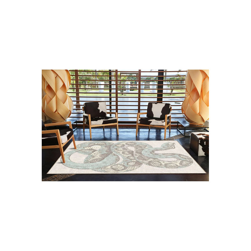 Tapis décoratif à motif de serpent, Sous-tapis carré 3 pi 3 po inclus