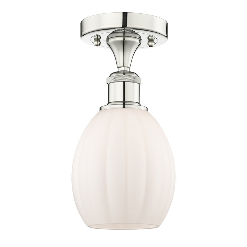 Plafonnier semi-encastré en verre Berl, Nickel poli, Blanc mat