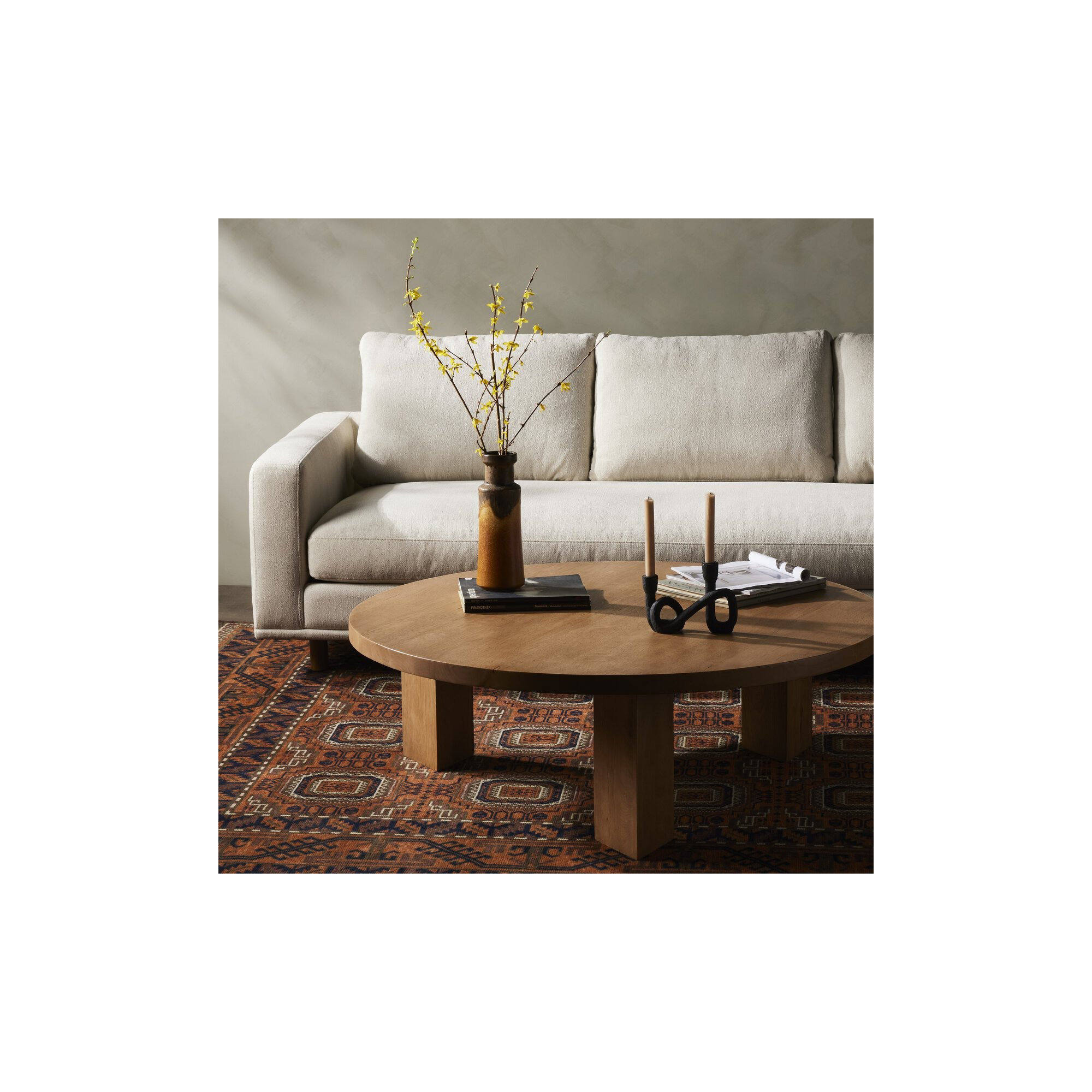 Siham Solid Wood Single Coffee Table, Light Brushed, 16" H x 38" L x 38" W