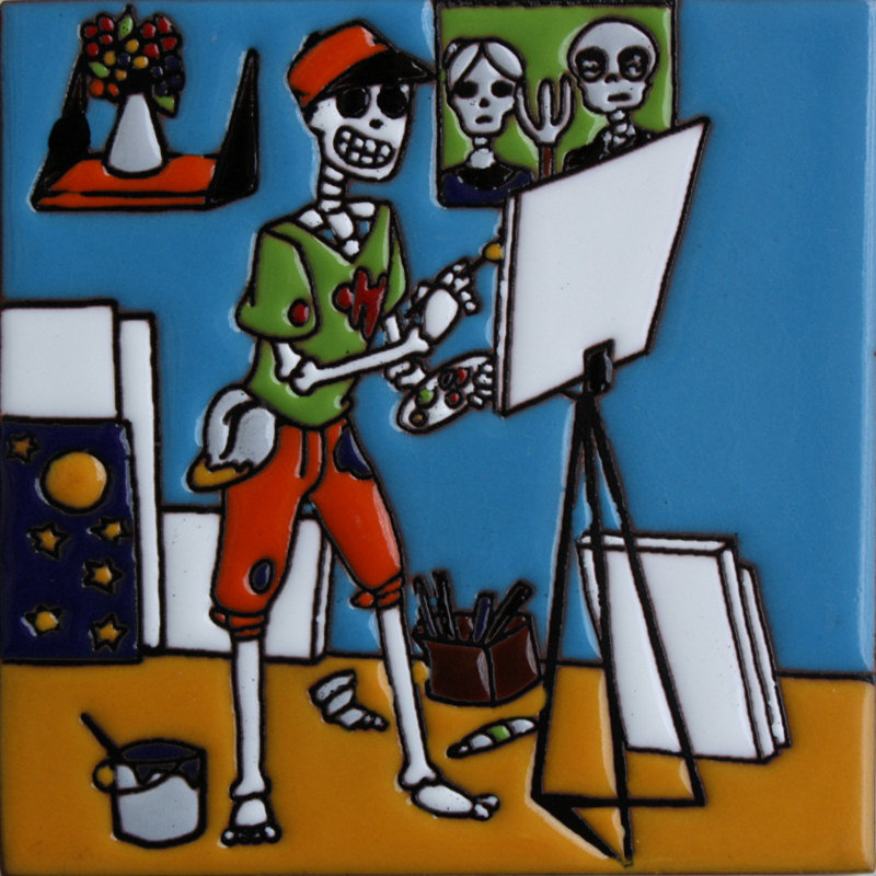 TalaMex Artist. Carreau d'argile Day-Of-The-Dead