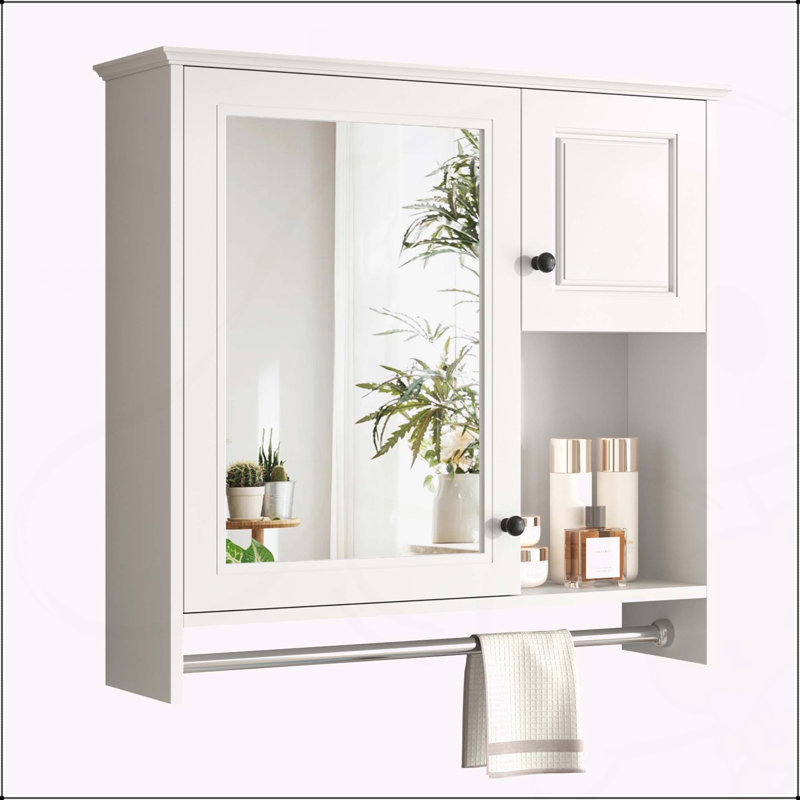 Armoire murale polyvalente avec miroir et plusieurs tablettes pour un rangement efficace