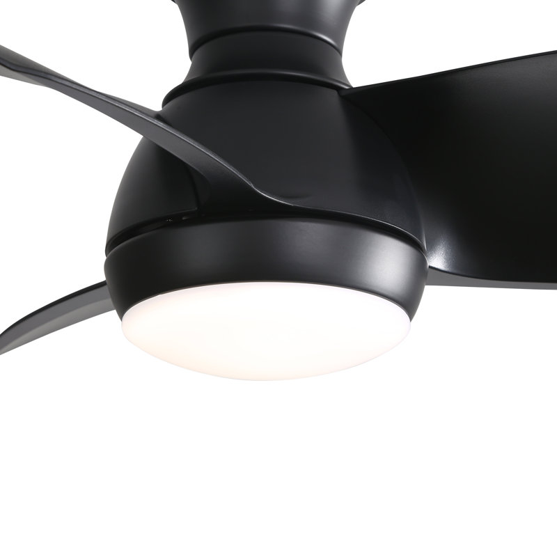 Petit ventilateur de plafond encastré moderne à 3 pales de 23 po avec télécommande et ensemble d'éclairage inclus Corabelle, noir