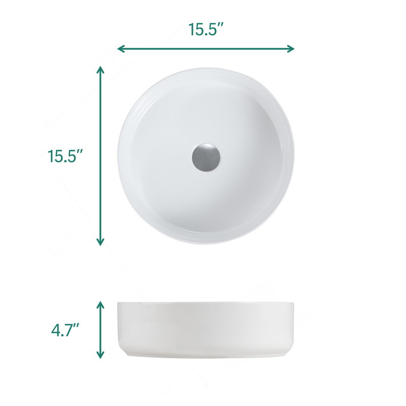 Integrated White Ceramic Basin, Drain NOT Included
