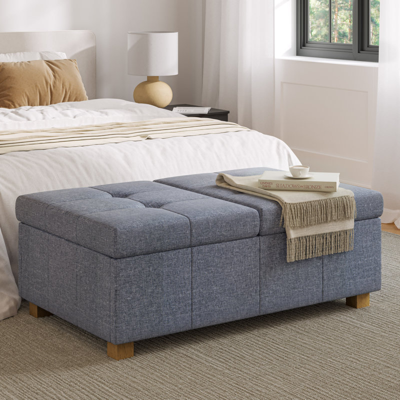 Betiel Upholstered Ottoman, Light Grey Polyester