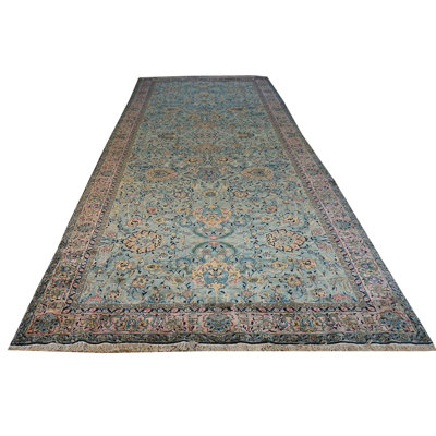 Tapis antique antique à motif géométrique noué à motif géométrique indien Shahrestan