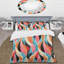 Ensemble de housse de couette à motif géométrique bleu et orange-134610617