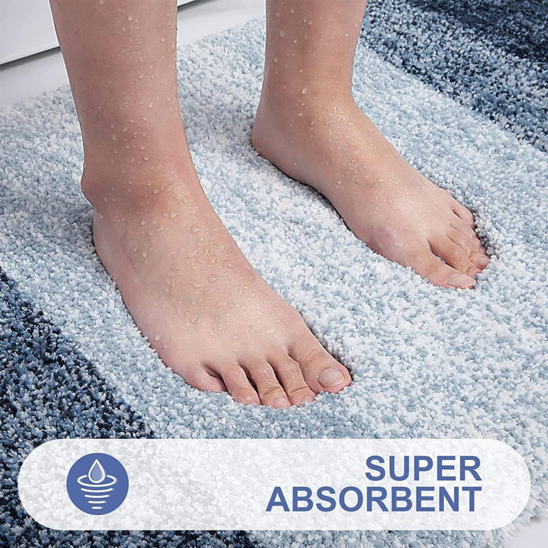 Rosley Microfiber / Microsuede Non-Slip Bath Rug, Navy Blue