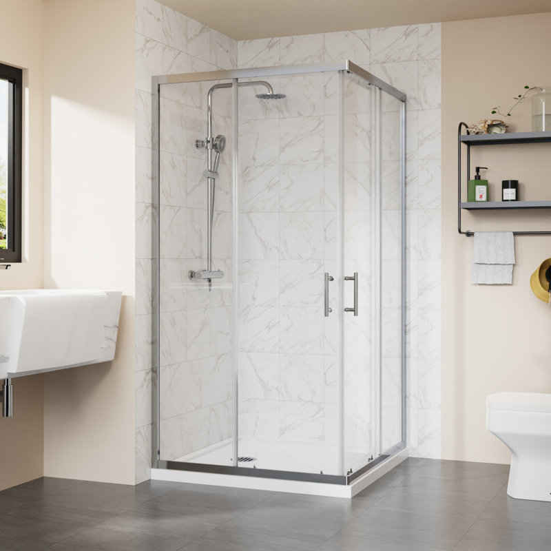 100cm x 100cm x 190cm Corner Entry Shower Enclosure, Chrome