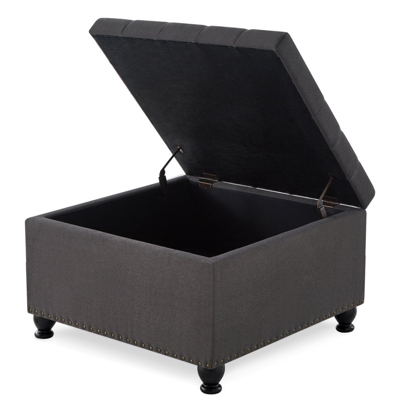 Banc de rangement rembourré Burnie, Gris foncé