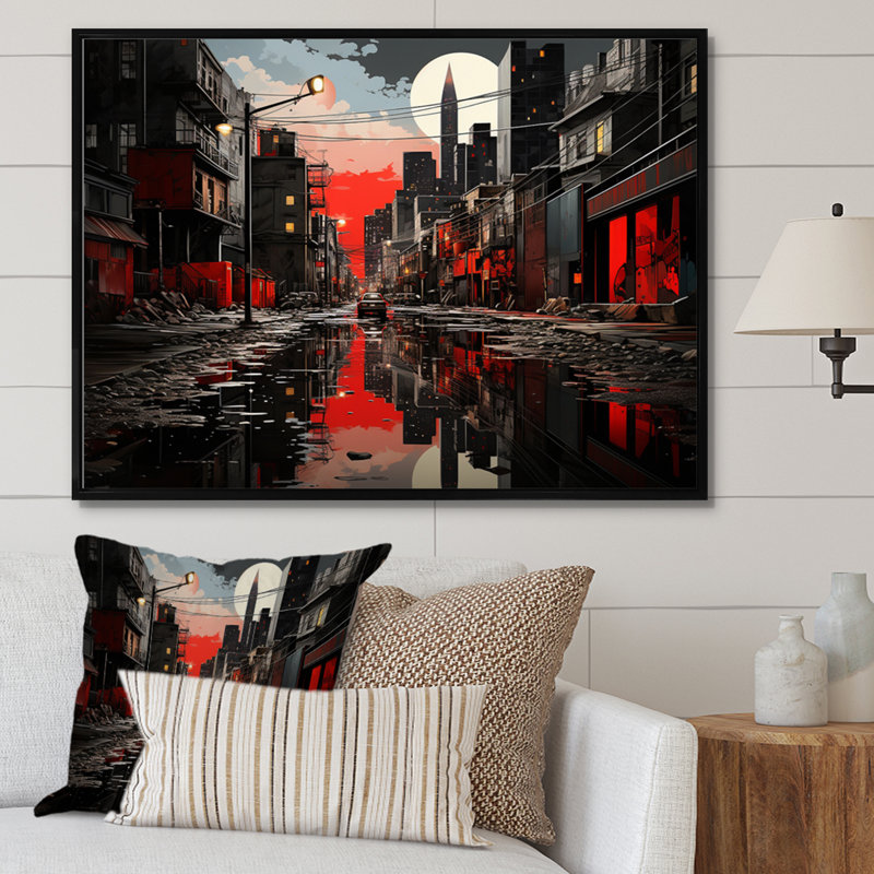 Canada Urban Reflections I - impression, Cadre flottant noir, H 30 po x l 40 po x P 1,5 po