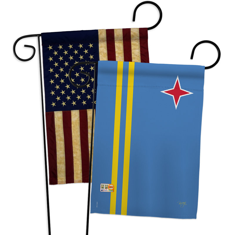 Ensemble de drapeaux décoratifs en polyester 2 faces 19 x 13 po 2 pièces aruba impressions