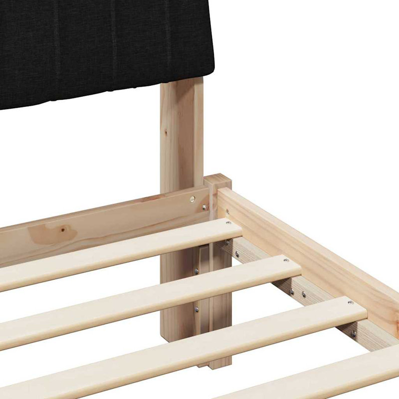 Solid Wood Bed Frame, European Double (135 x 190 cm), Brown/Black