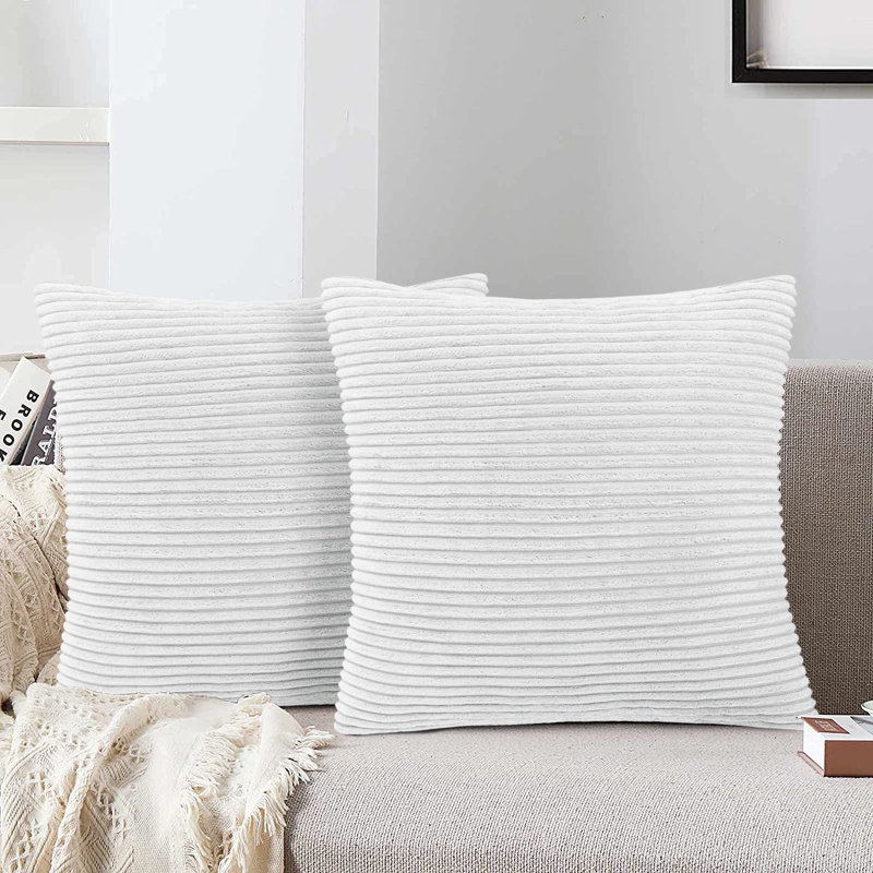Square Cushion Pad, White Corduroy