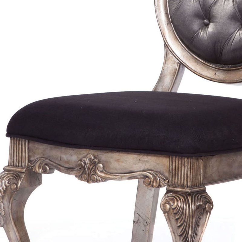 Chaise d'appoint capitonnée Poche, Gris argenté, Platine antique