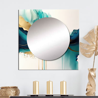 Miroir bleu sarcelle et doré