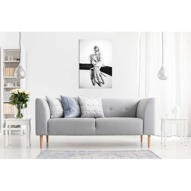 Panther Print Fine Art Prints Black & White Sitting Woman Fashion Portrait Artistic Framed Canvas Prints, Pictures for Home Walls, Bedroom, Living Room & Bathroom Decor 1 Piece Wrapped Canvas Wall Art