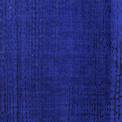 Tapis carré en laine / polyester géométrique tissé à la machine 4 pi x 4 pi bleu