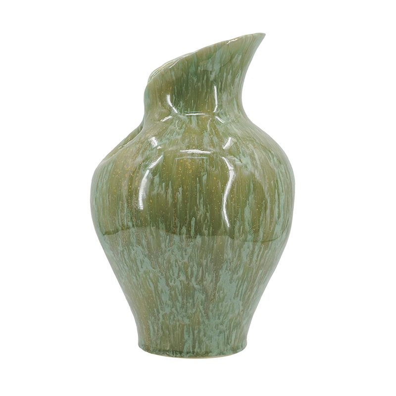 D7.9x11.8" Sage Green Sculptural Ceramic Vase