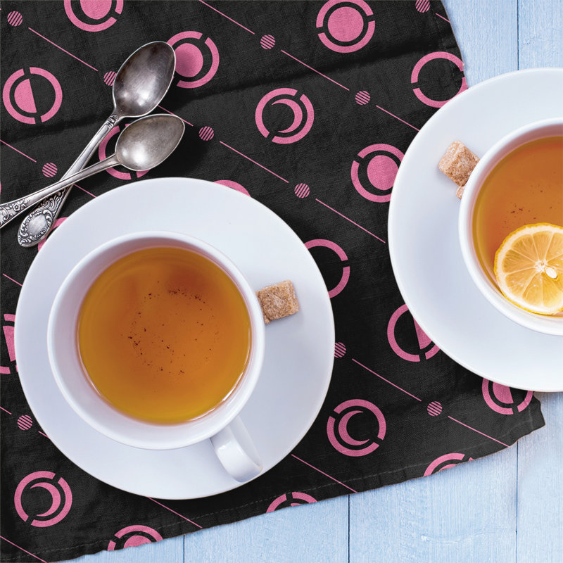 Skeffingt Tea Towel Kitchen Towel, Black/Carnation Pink, Cotton Twill