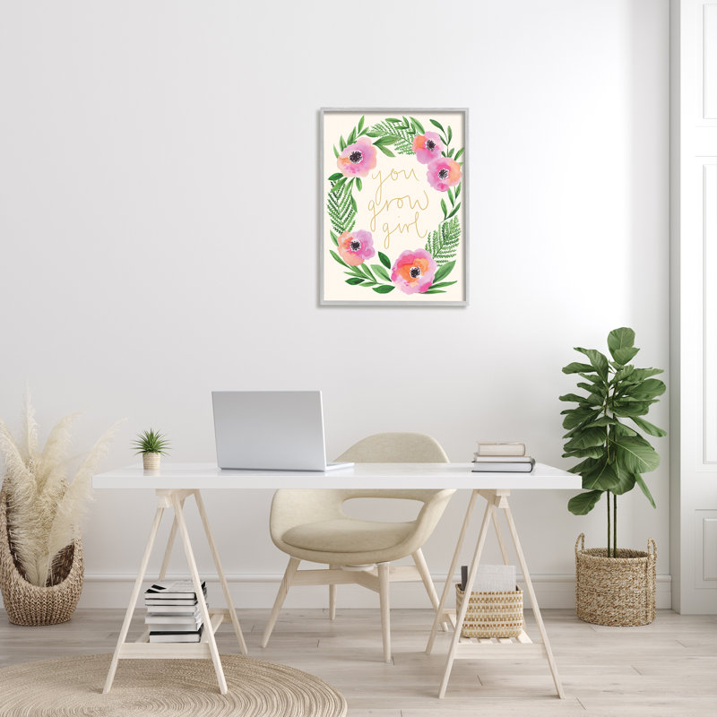 You Grow Girl - Print on Canvas, Farmhouse Grey Framed Giclee, 30" H x 24" W
