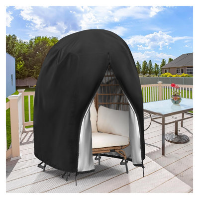 Outdoor Egg Chair Cover Waterproof for Standing Eggchair-37x39x44" | 37inch Double Egg Chair Covers Heavy Duty with Zipper for Patio Hanging Egg Chair and Wicker Chairs, Black