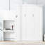 Grand lit, tablettes à persiennes blanches, conception durable en pin et peu encombrant-1409481162