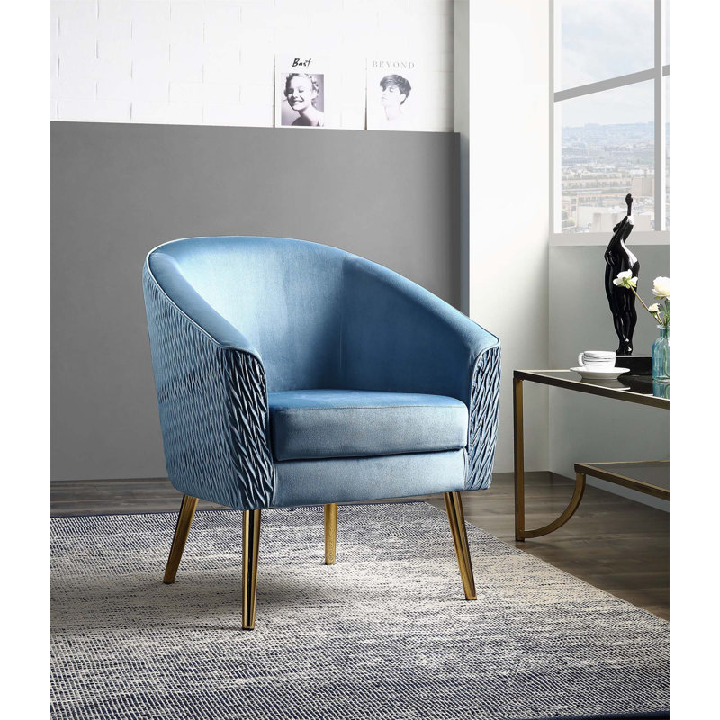 Fauteuil demi-tonneau en cuir fleur 28 po, Blue Velvet
