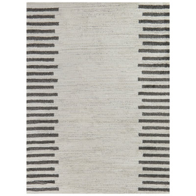 Tapis gris à rayures Mid-Century